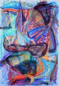 Retrato a Lucía (mirando a Pollock), pastel tiza 70x100cms